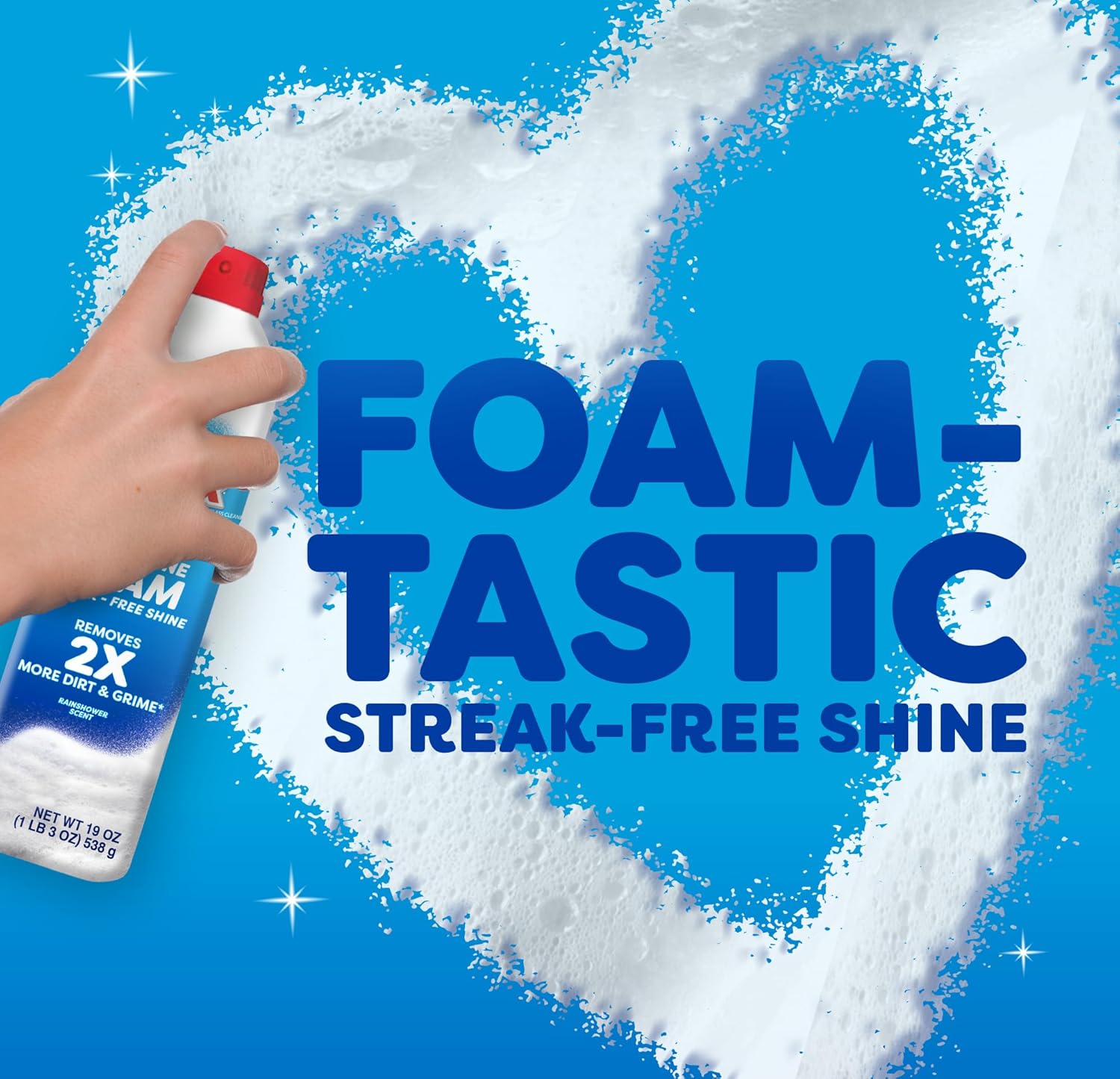 Windex Fast Shine Foam Glass Cleaner - Streak-Free Aerosol Spray for Windows, Mirrors & Counters | 19 oz