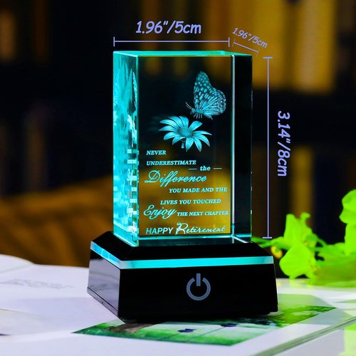 3D Crystal Retirement Gift | Skiennix Going Away Keepsake for Coworkers & Friends - Perfect Farewell Gift