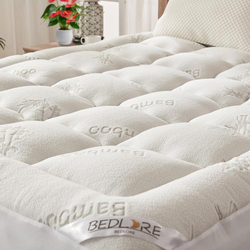 BEDLORE Full Size Mattress Topper - Bamboo Viscose Pillow Top for Back Pain Relief | Fits 6-15 Inch Mattresses