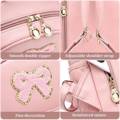 I IHAYNER Mini Backpcak for Girls Small Bowknot Quilted Leather Backpack Purse for Women Cute Trendy Stuff Gifts for Kids (Dark Pink)