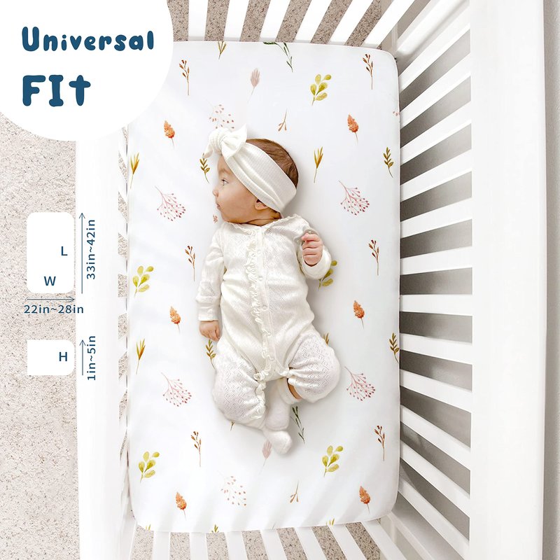 Pack n Play Sheets Fitted 3 Pack, Stretchy Ultra Soft Jersey Knit Pack and Play Sheets, Universal Fitted Portable/Mini Crib Mattresses Snug and Safe, Pretty Watercolor Rose Flora for Baby Girls
