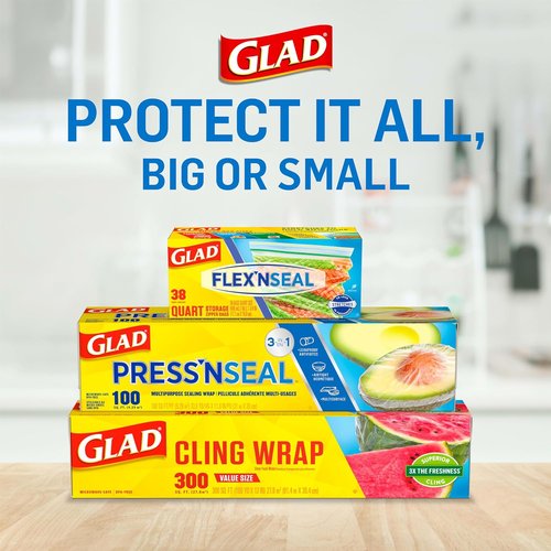 Glad Press'N Seal Food Plastic Wrap - 70 Square Feet of Versatile, Leak-Proof Protection