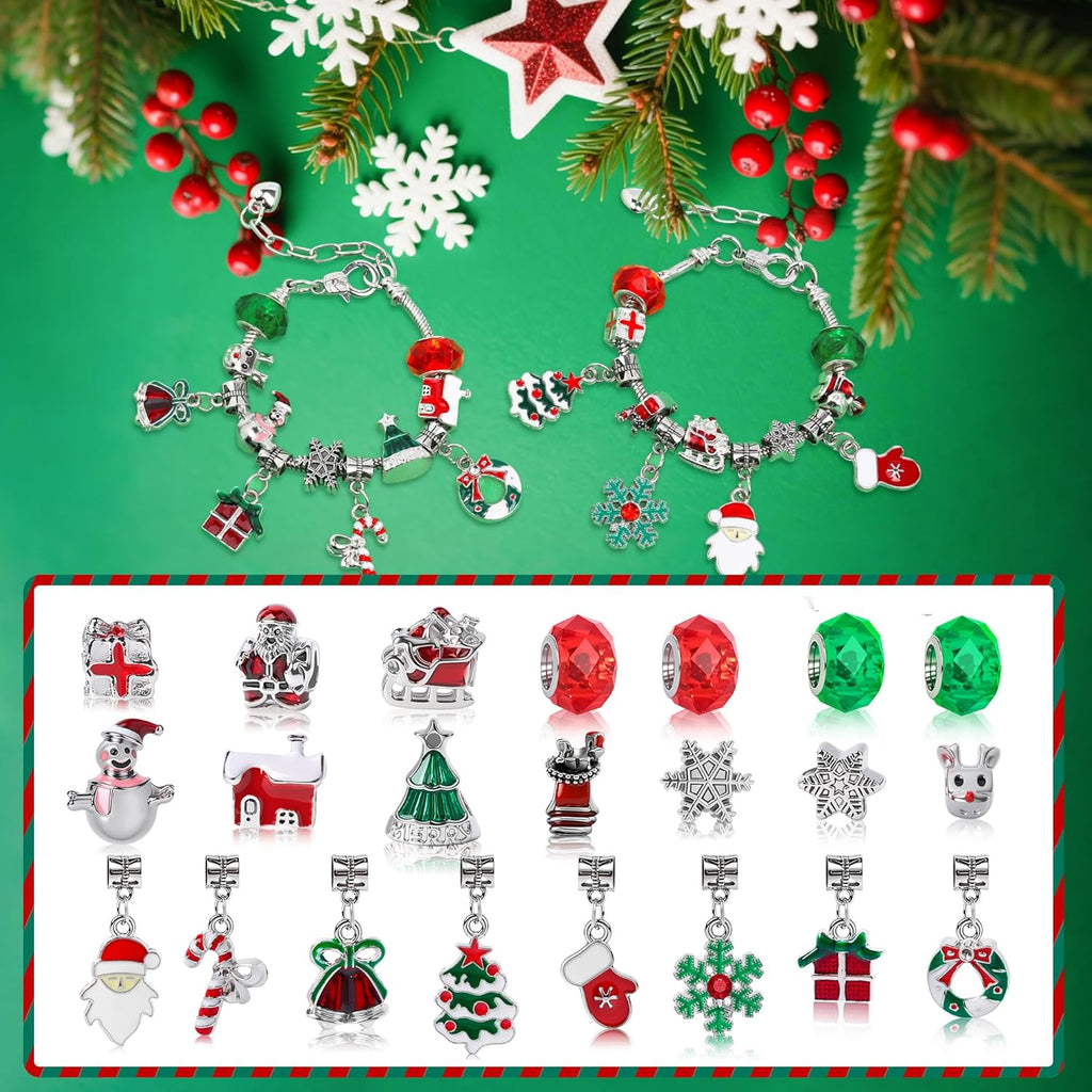 Regine Switzerland Christmas Advent Calendar Bracelets - 24-Day DIY Jewelry Kit with 22 Charms & 2 Adjustable Bracelets for Girls and Teens