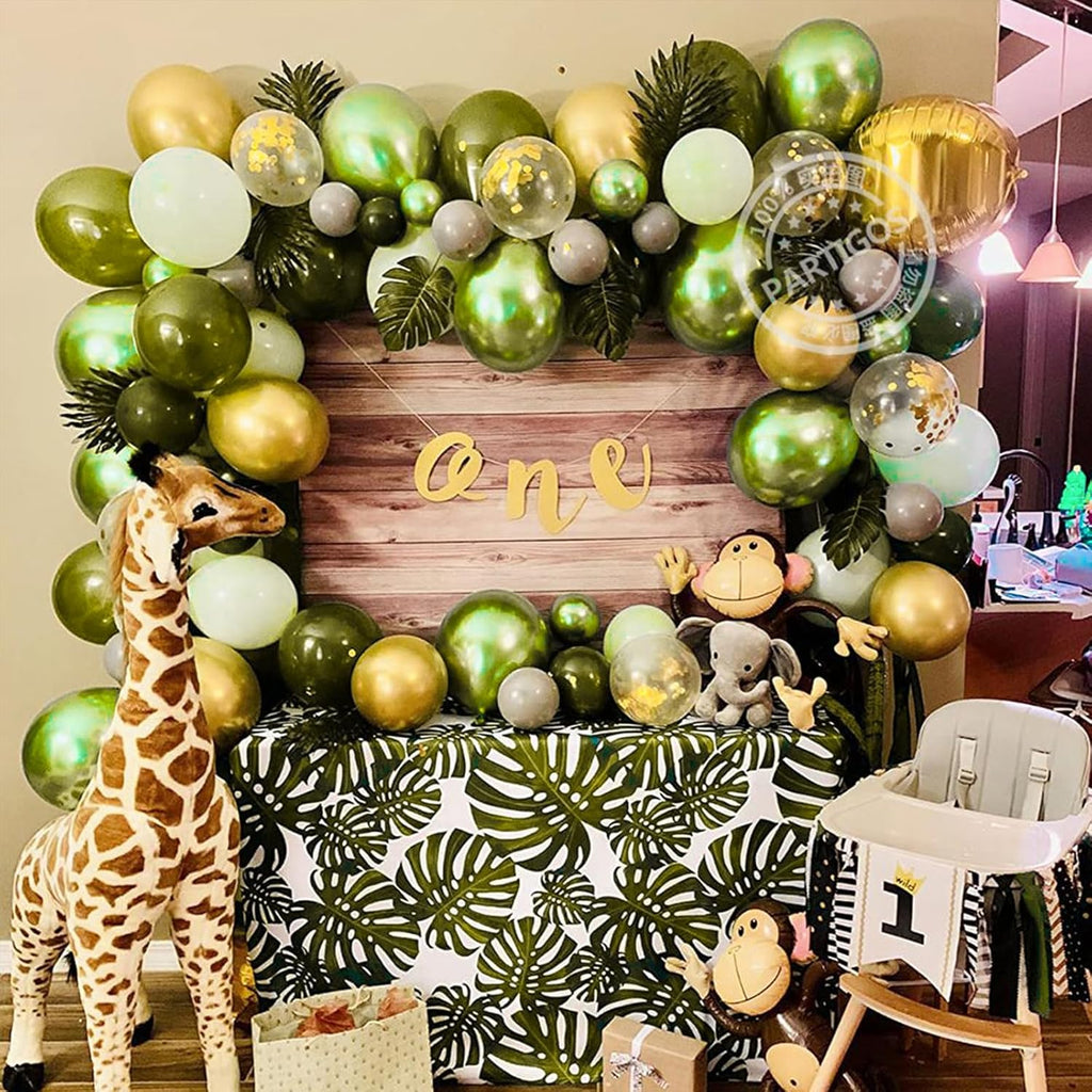 PartyWoo Metallic Lime Green Balloons - 140-Piece Arch Kit for Spring Birthday & Tea Parties | 5-12 Inch Sizes