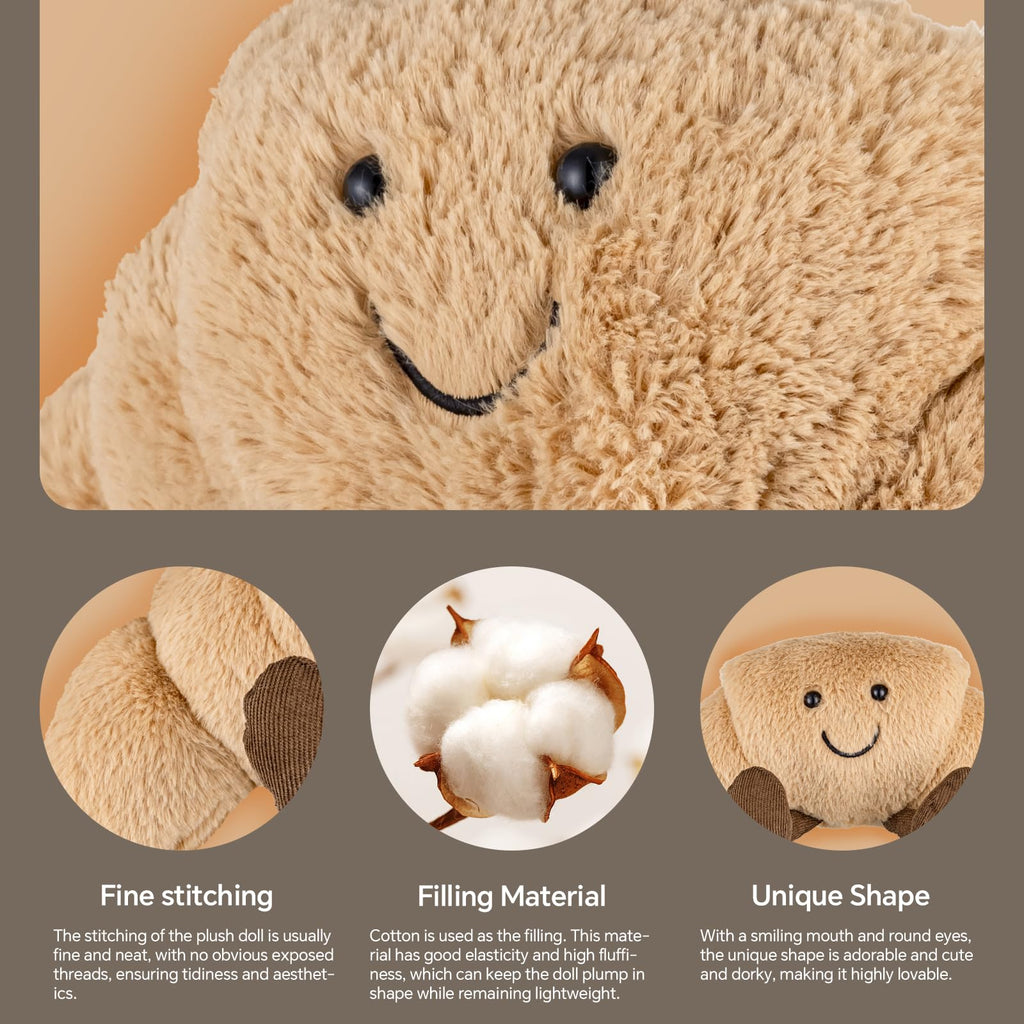 AVTHKWG 14.2" Croissant Plush Toy - Soft Stuffed Croissant Gift, Cute Food Stuffed Animals Pillow for Kids & Adults