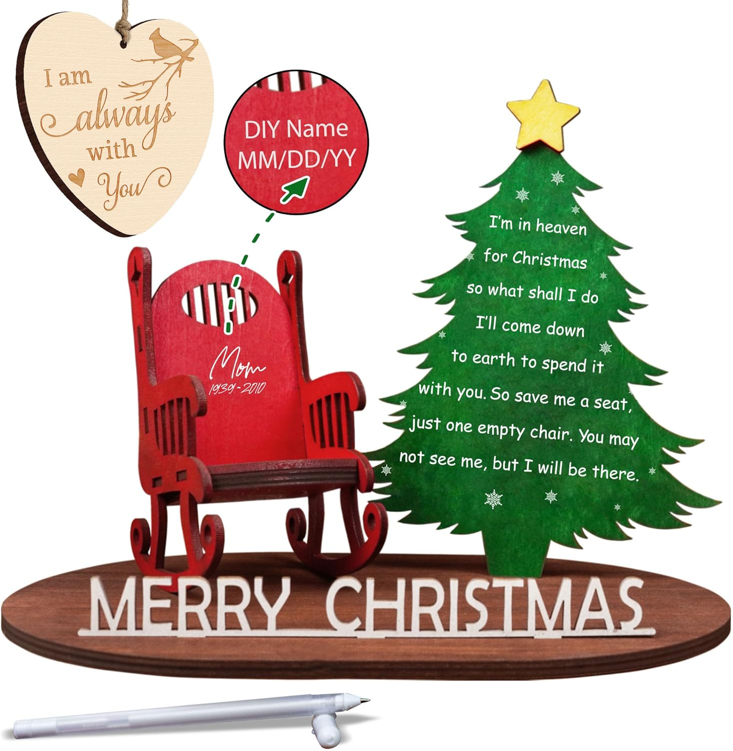Skiennix Memory Candle Holder - Wooden Memorial Ornament for Loved Ones | Sympathy Gift & DIY Decoration