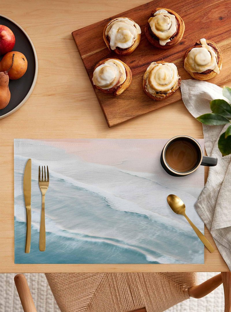 Summer Beach Place Mats Set of 6, Sturdiness Non-Slip Kitchen Placemats, Washable Place Mats - Easy to Clean Ocean Nautical Coastal Table Mats for Dining Room/Seaside Restaurant/Party Decor 13x19 Inch