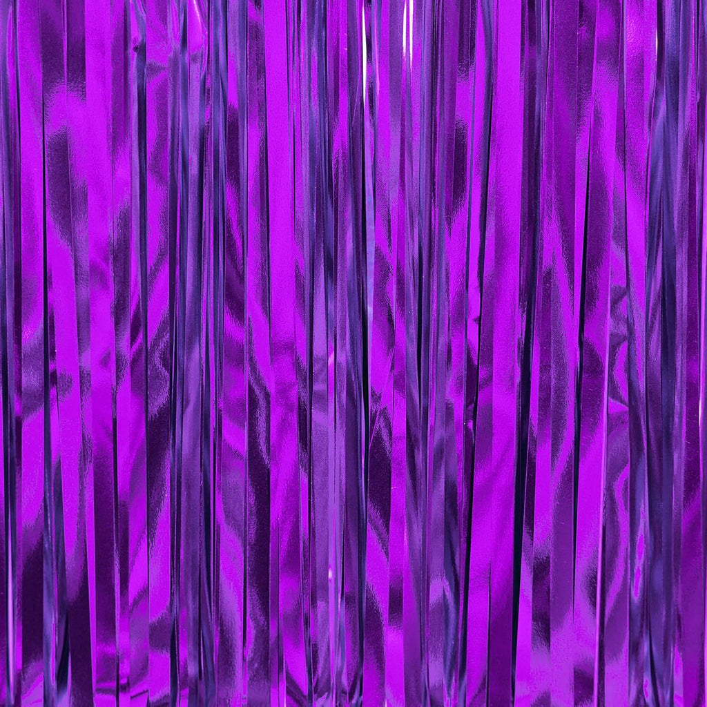 PartyWoo Foil Fringe Curtain - 3pcs 8.2ft Metallic Tinsel Lavender Backdrop for Celebrations