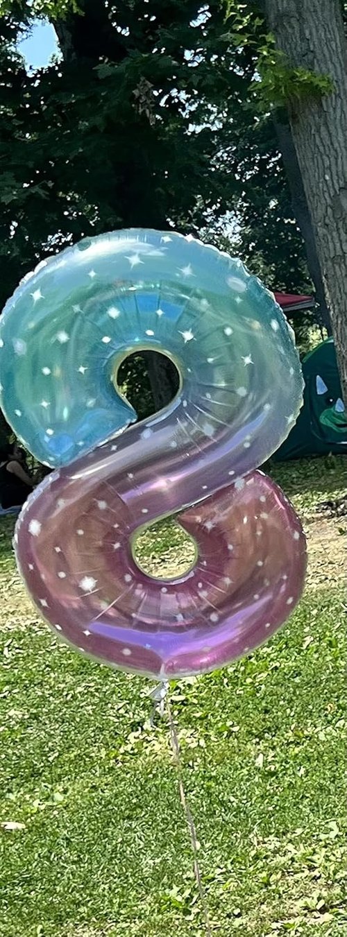 40 Inch Number 8 Balloon - Pink, Purple & Blue Birthday Decorations for Men & Boys