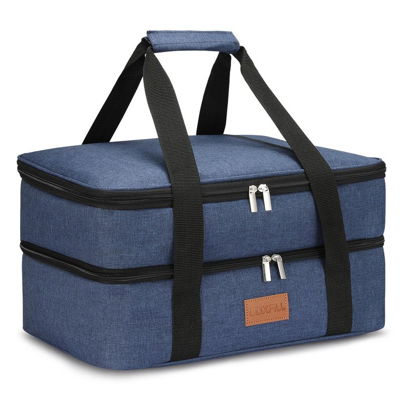 Uoxfill Lunch Bag Insulated Thermal Food Carrier Insulated Double Decker Casserole Carrier for Hot or Cold Food,Insulated Tote Bag for Potluck Cookouts Picnic,Lasagna Holder