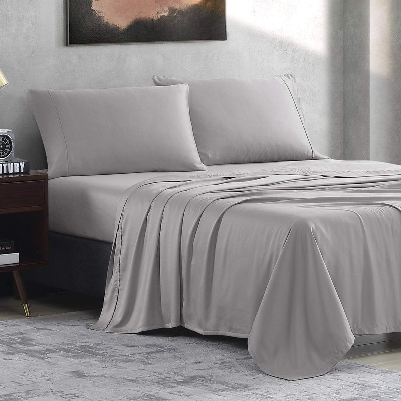 Valeron 100% Tencel Modal Sateen Woven-Luxuriously Soft, Breathable, Cooling Beech Tree Fiber-Sheet Set, Cal King, Silver