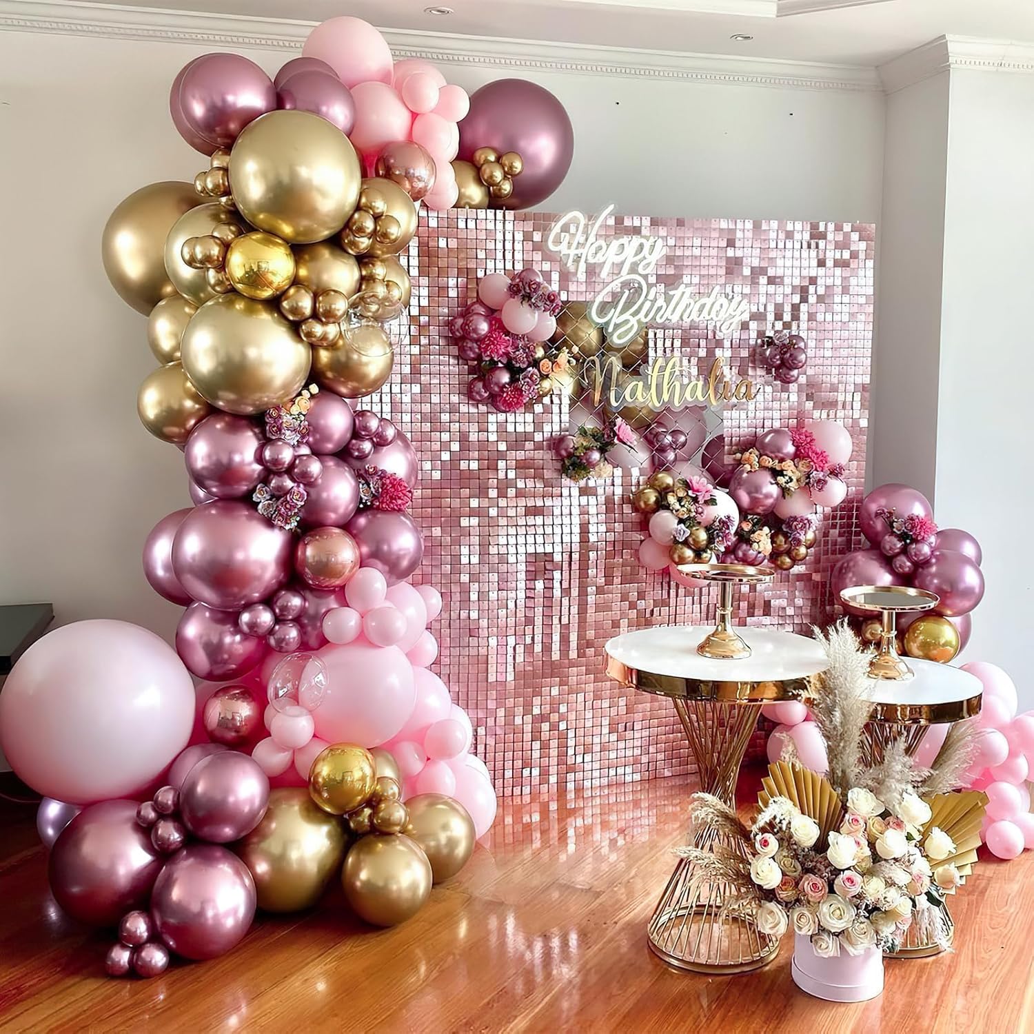 PartyWoo Balloon Garland - 100 Pcs Pink & Purple Balloons in Various Sizes for Birthday & Party Decor