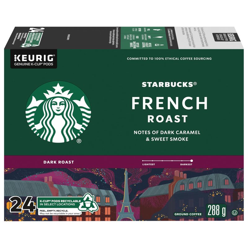 Starbucks French Roast, Dark Roast Coffee, Single Serve Keurig K-Cup Pods, 24 Capsules
