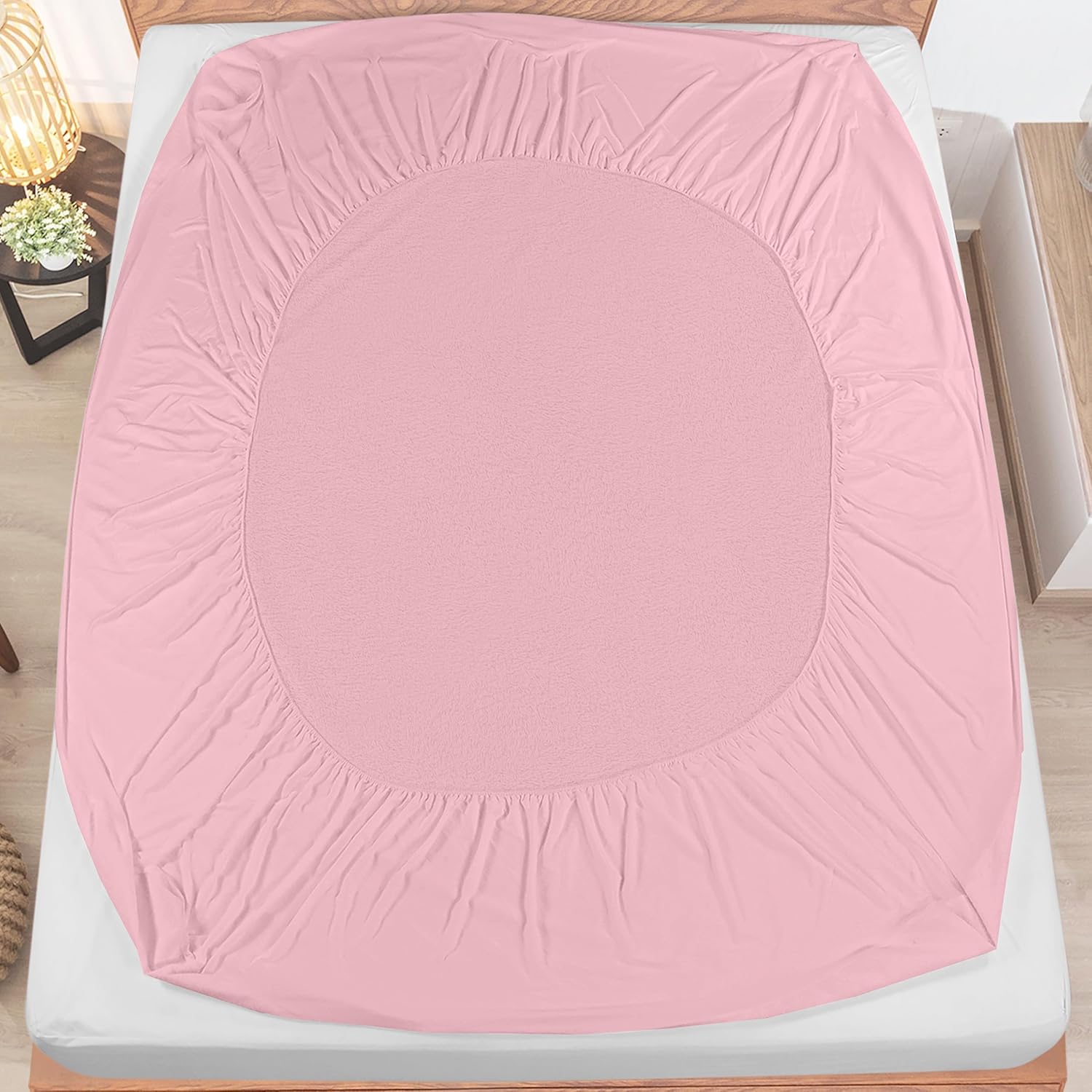 Utopia Bedding Waterproof Mattress Protector - Premium Terry Cover, Breathable Fitted Style (Pink, Crib)