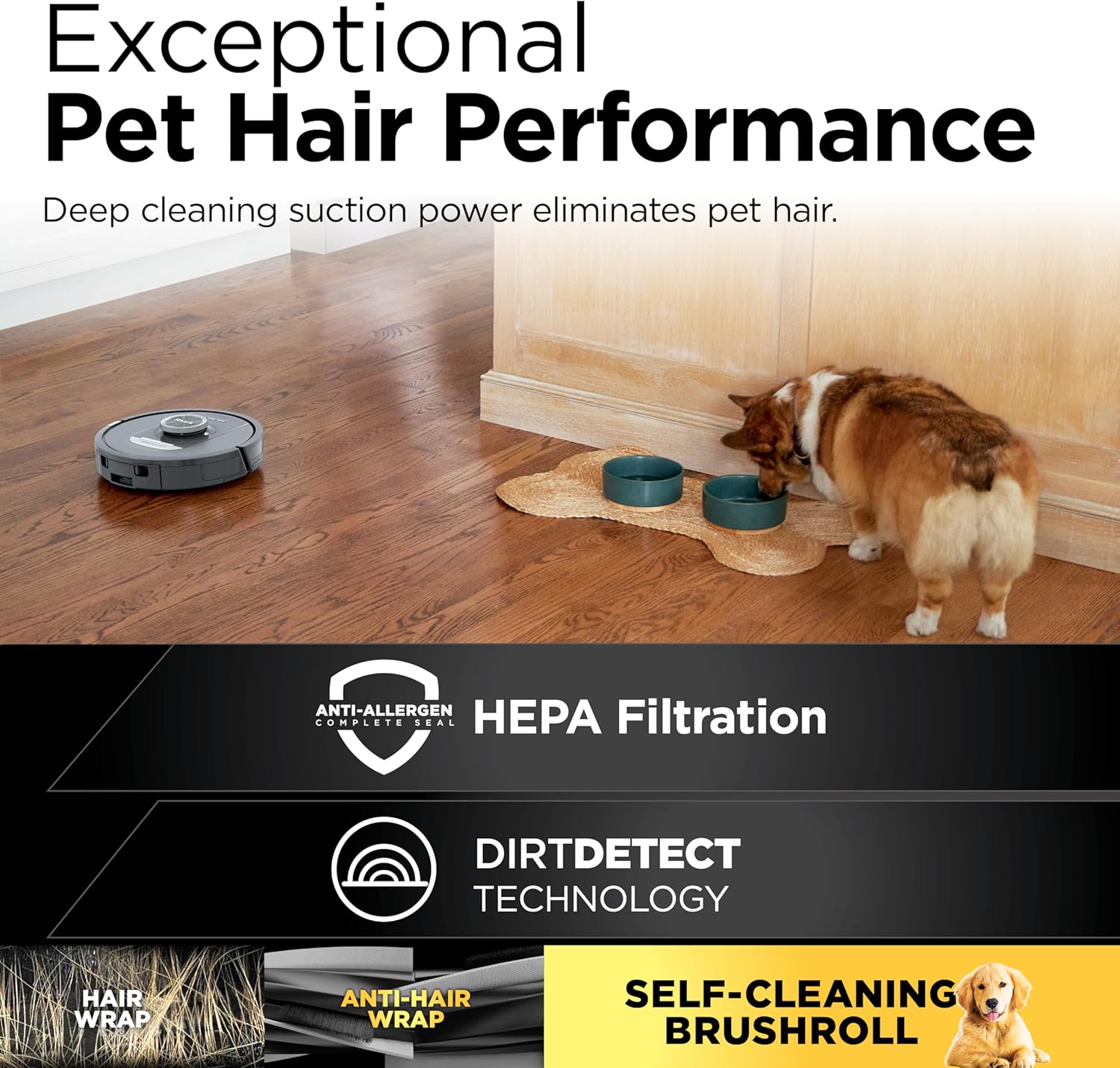Shark PowerDetect Self-Empty Robot Vacuum - NeverStuck Technology, Auto Deep-Clean Carpets & Hard Floors, XL 60-Day Capacity, Black
