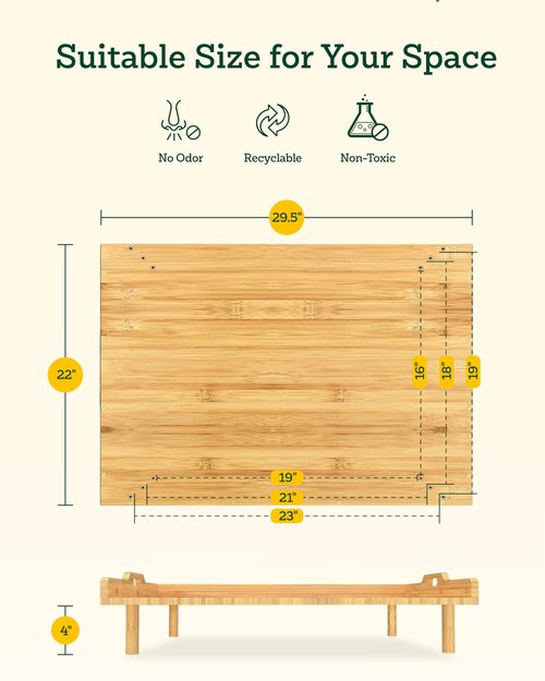 Bamboo Stove Top Cover for Electric Stove & Gas Burners - 29" x 22" Extra Large Noodle Board Stove Cover with Adjustable Legs & Handles - Multi-Use Stove Cover Cutting Board, Sink Cover, RV Accessory