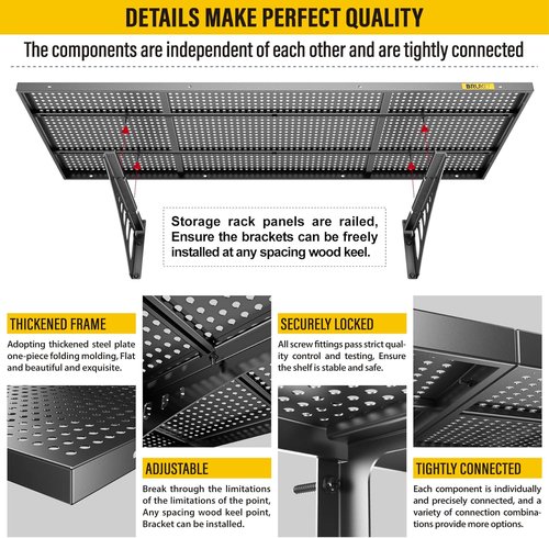 Heavy Duty Garage Wall Shelving by 2Pack - Adjustable Metal Storage Shelf | 1.64x4ft, Black