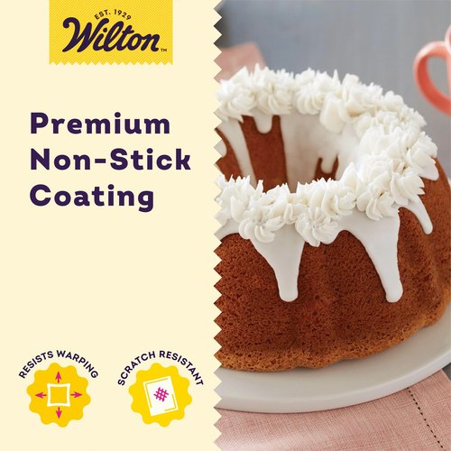 Wilton Gold Non-Stick 9.49 in Fluted Tube Cake Pan, Stainless Steel Bakeware, Made without PFAS, Packaging May Vary