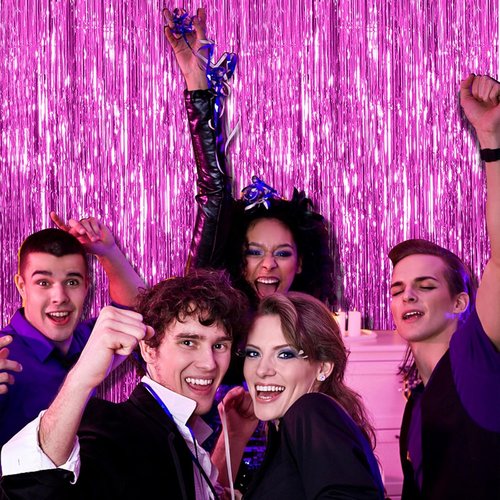 Hot Pink Party Decorations by [Brand Name] - 20 Pack Tinsel Curtain Streamers for Birthdays & Celebrations