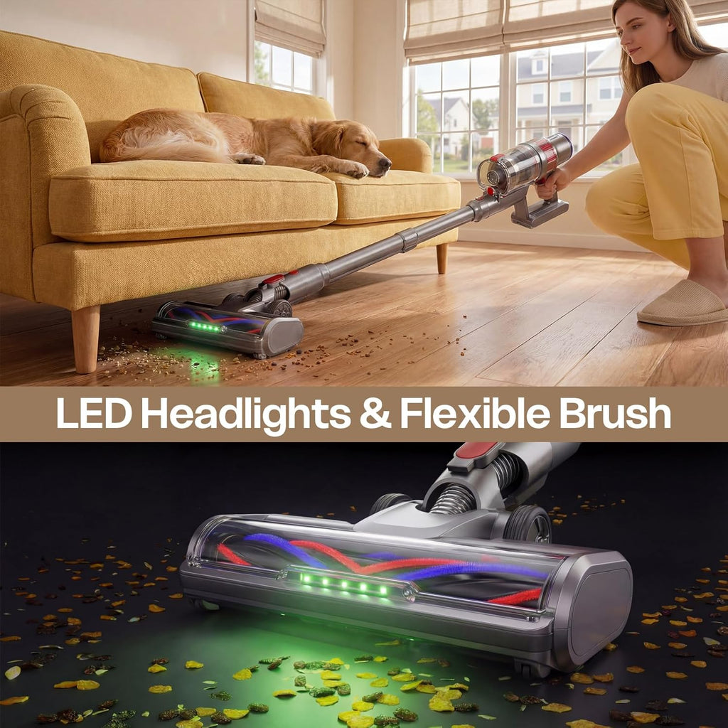 Skiennix Cordless Vacuum Cleaner - Powerful 600W Suction | Lightweight & Rechargeable | 60 Min Runtime - Grey
