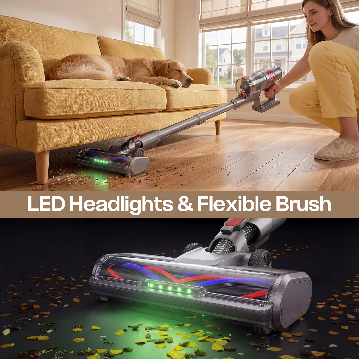Skiennix Cordless Vacuum Cleaner - Powerful 600W Suction | Lightweight & Rechargeable | 60 Min Runtime - Grey