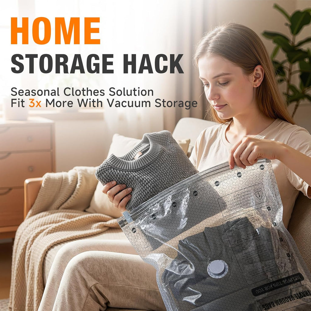 Space Saver Vacuum Storage Bags - Portable Electric Pump for Clothing & Blankets | 15 Combo Set (5L/5M/5S)