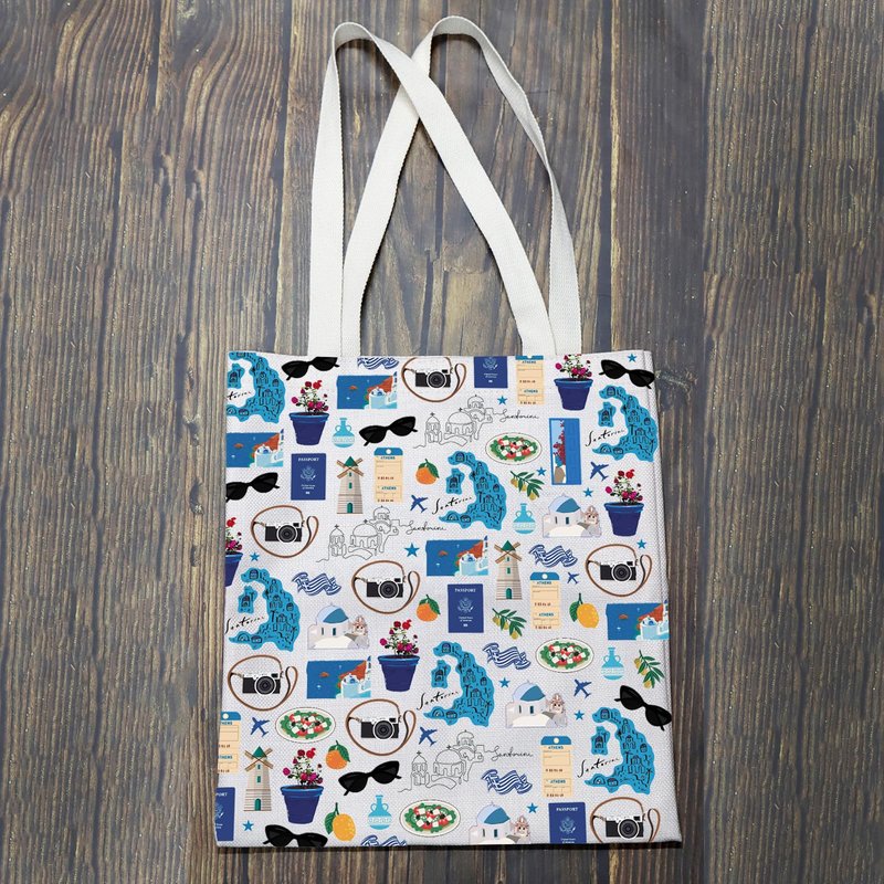 BLUPARK Greece Tote Bag Santa Irini‌‌ Travel Gift Greek Vacation Shopping Bag Wanderlust Gift (Santa)