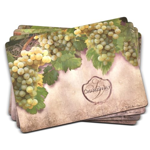 Pimpernel Portmeirion Collection Placemats, Set of 4 – (15.7" x 11.7") Cork-Backed Rectangular Boards with Lacquered Surface, Heat & Stain Resistant Dining Mats & Decorative Protectors for Kitchen
