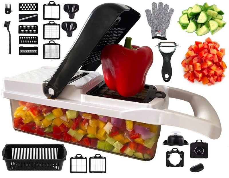 GETMAX New 2023 Vegetable Chopper 25 in 1 Multifunctional Onion Chopper Dicer Spiralizer for Veggie Mandoline Slicer Salad Food Chopper Potato Slicer Tomato Dicer 13 Blades kitchen gadget