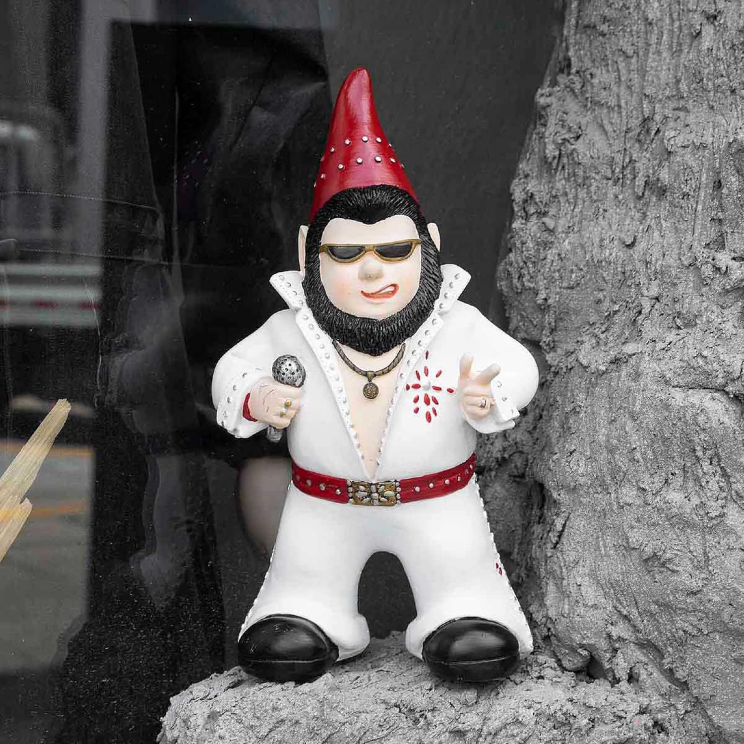 Singer Gnome Garden Statue - Large Outdoor Resin Dwarf Figurine for Unique Home Decor | Funny Patio Ornament
