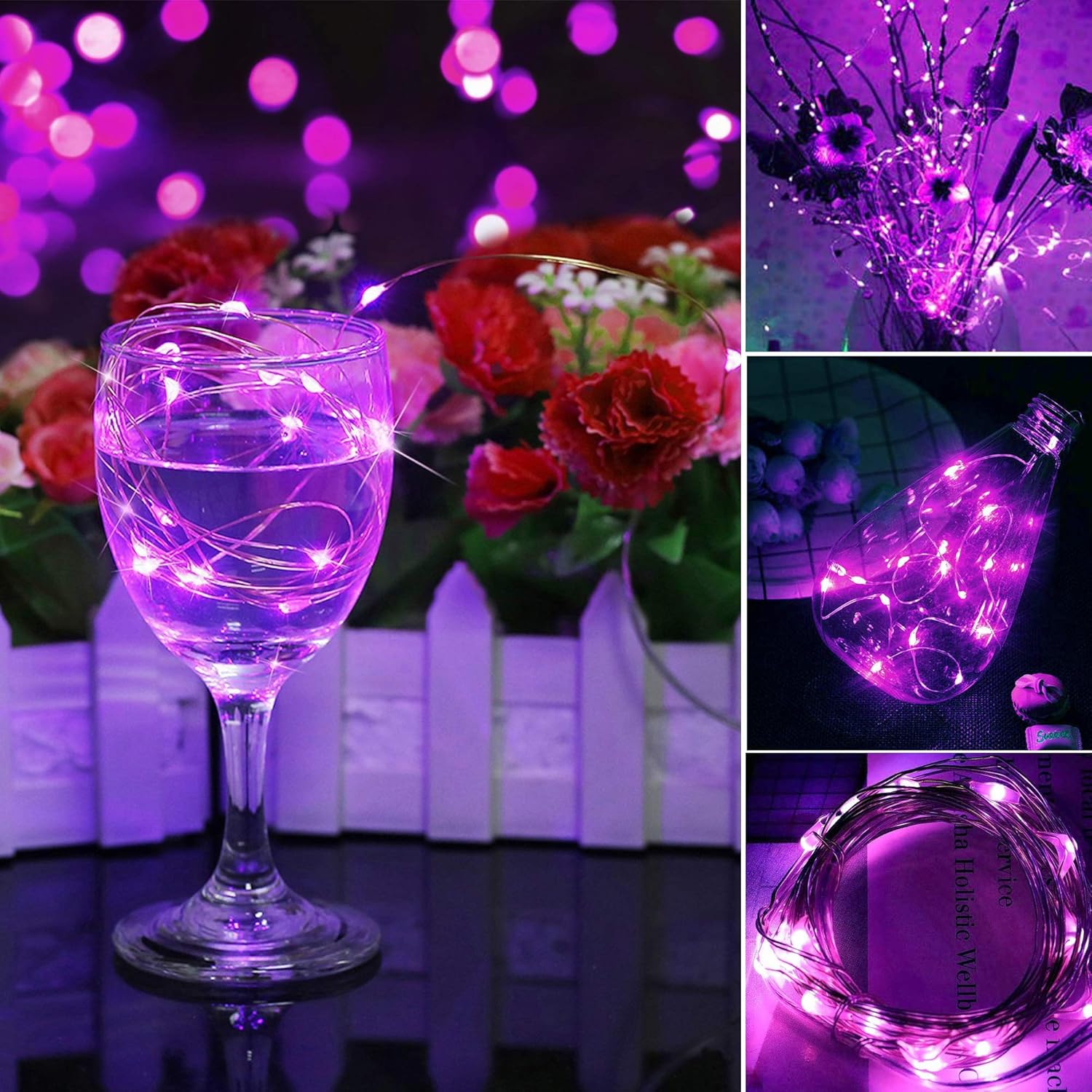 VOOKRY 30 LED Fairy Lights - 10 ft Waterproof Purple String Lights for Weddings, Parties & Decor