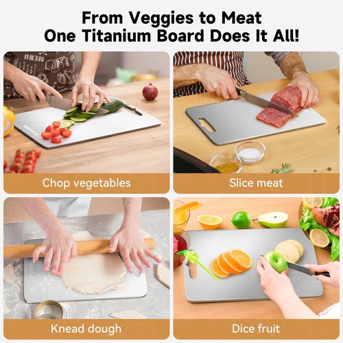 PEREHOME Titanium Cutting Board for Kitchen, Cutting Board Double Sided Food Grade, Chopping Boards with Handle, Dishwasher Safe, Cutting Boards For Meats, Fruits, Vegetables (12x9in)