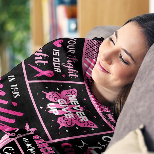 Paihvcn Breast Cancer Gifts for Woman, Breast Cancer Awareness, Breast Cancer Survivor Gifts, Breast Cancer Care Gifts for Women/Friend/Patient After Surgery Throw Blanket 60x50 Inch