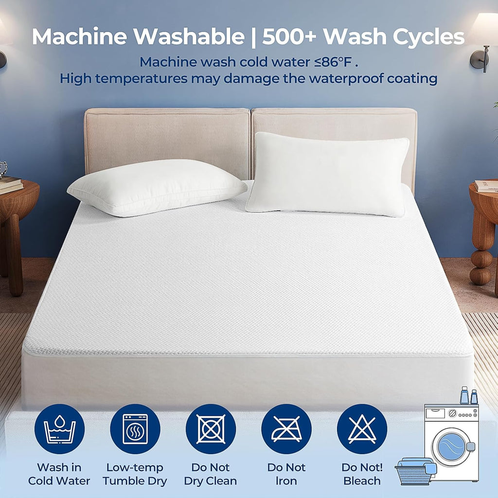 TASTELIFE Queen Size Mattress Protector - Waterproof & Breathable Cooling Cover, Deep Pocket Fits 8-21”