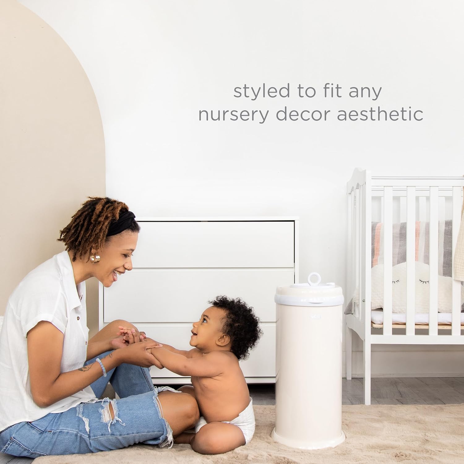 Ubbi Steel Diaper Pail - Odor Locking Design, No Special Bag Needed | Award-Winning Ivory Color