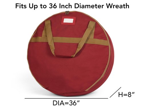 Covermates Keepsakes Wreath Storage Bag – Heavy-Duty Polyester with Buckle Straps & Interior Pouch – Protective Holiday Wreath Organizer with Handles, D-Ring & Label Window, Red