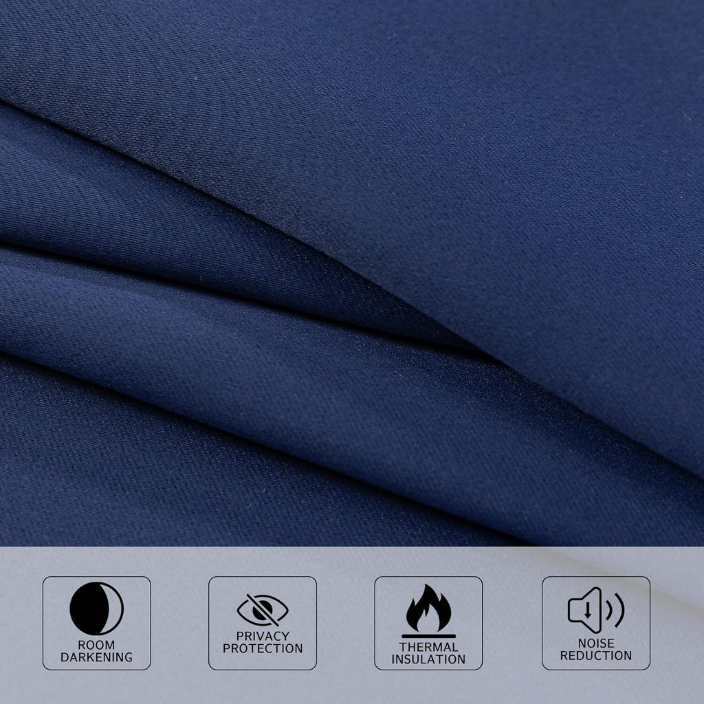 MYSKY HOME Navy Blue Blackout Curtains - 84 Inches Long Grommet Drapes for Living Room & Bedroom | 52 x 84 Inch