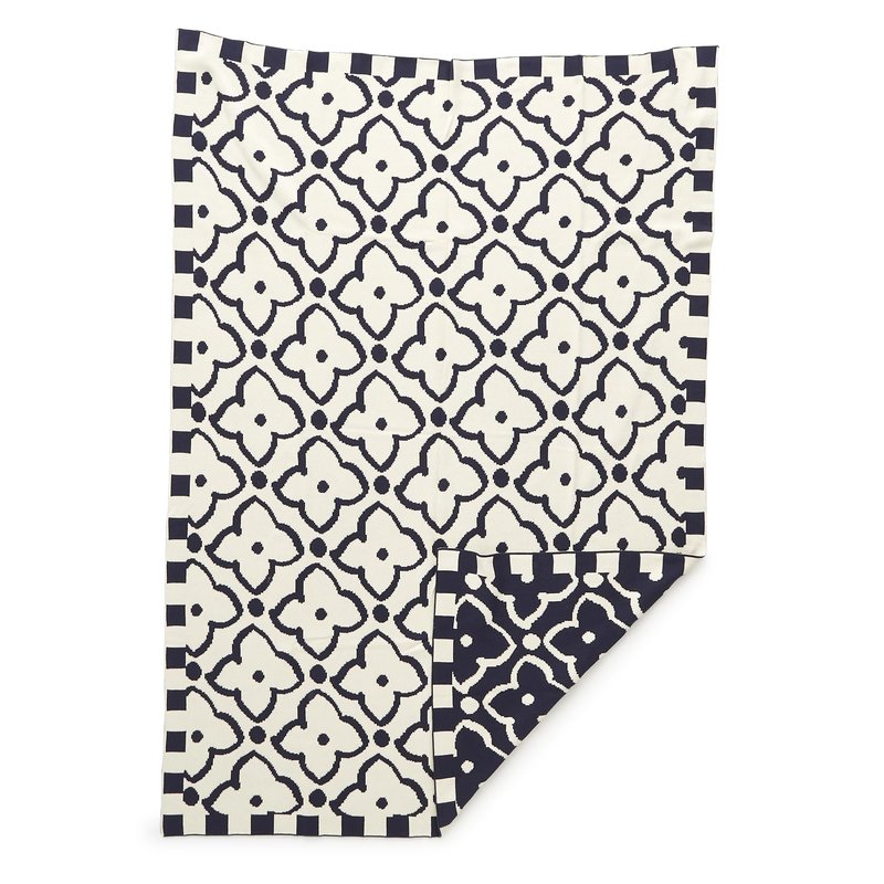 Vera Bradley Women's Cotton Double Knit Throw Blanket, Moorish Peacoat, 70 X 50