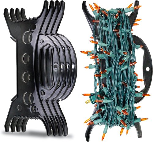 Christmas Light Storage Holder by 8Pack - All-Purpose Organizer for String Lights & Cords | Black