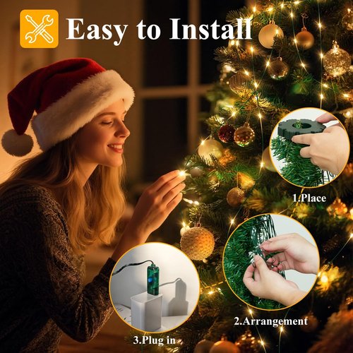 Btfarm Christmas Tree Lights - 400 LED USB Fairy Lights with Remote | 6.6FT, Waterproof, 8 Modes, Warm White