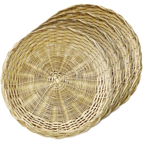 KAILIYA 9.5inch 4PCS Handmade Wicker Paper Plate Holder Set of 4 Heavy Duty Bamboo Paper Plate Holders Reuseable For Home Party Daily Dinning Picnic as Wall Decoration 4 PCS