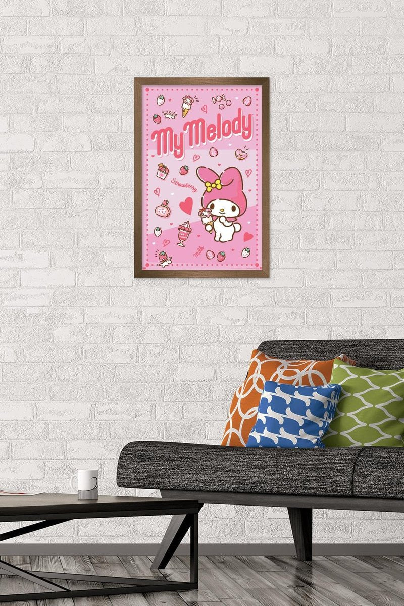 Hello Kitty and Friends: 23 My Favorite Flavor - My Melody Wall Poster, 22.4L" x 14.7W", Bronze Framed Version
