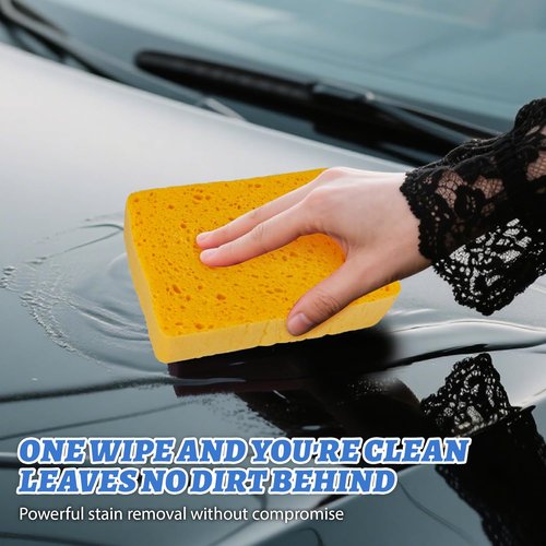 Cellulose Sponges 6 Pack - Large, Thick & Tear-Resistant | Biodegradable Kitchen & Car Cleaning
