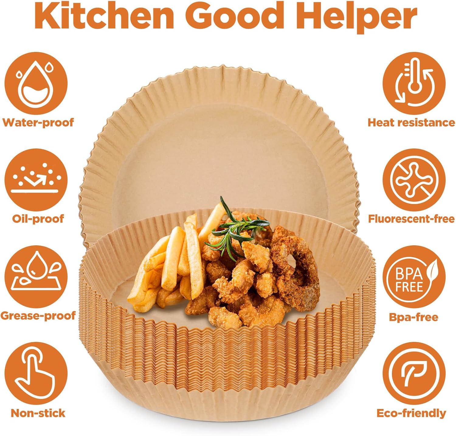 Skiennix 9-Inch Air Fryer Liners - 400 Pcs Non-Stick Food Grade Parchment Paper for 5-12 QT Fryers