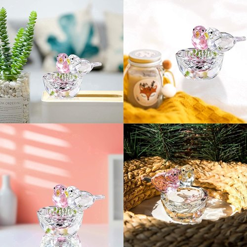 HDCRYSTALGIFTS Crystal Bird Figurine - 3.3'' Collectible Art Glass Decor | Perfect Gift for Valentine's Day