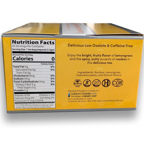 Veloxa™ Very Low Oxalate Tea (90 Pyramid Tea Bags (3 Cartons), Luscious Lemon Low Oxalate Rooibos)