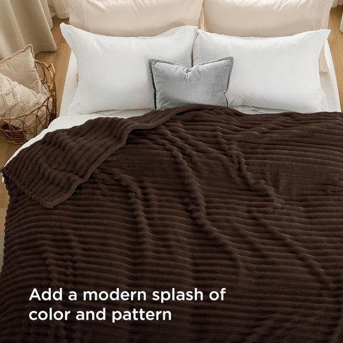 Bedsure GentleSoft Fleece Blanket - Cozy Dark Chocolate Throw for Couch, 108x90 Inches