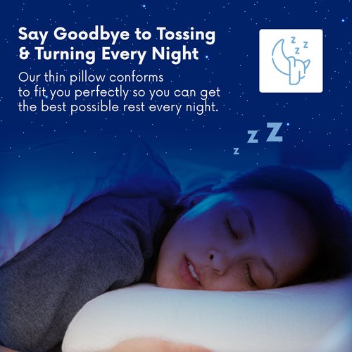Pillow for Stomach Sleeper – Cooling Gel Memory Foam Cushion with Moisture-Wicking Cover – Cool Gentle Ultra Thin Pillow for Sleeping – Slim Flat Pillows for Sleeping Thin Ultimate Comfort - Extra Gel