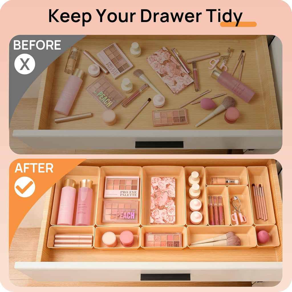 Vtopmart 25 PCS Plastic Drawer Organizers - Versatile Storage Trays for Makeup, Kitchen & Office