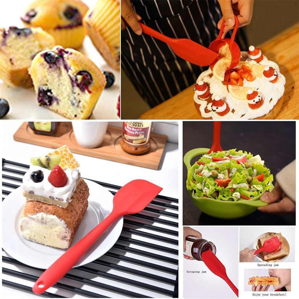 Skiennix Silicone Spatulas - 11 Inch Heat Resistant Non-Stick Baking Mixing Tools | 4 Piece Set